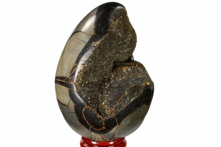 Septarian Dragon Egg Geode - Black Crystals #118728